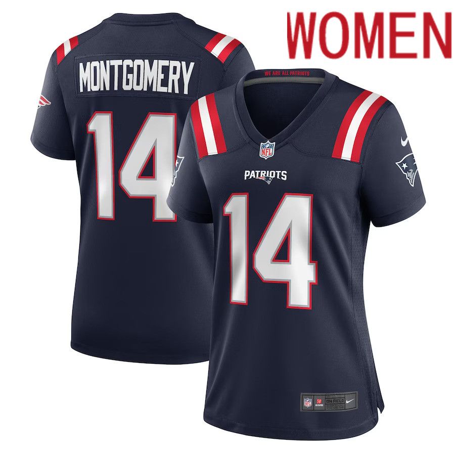 Women New England Patriots 14 Ty Montgomery Nike Navy Player Game NFL Jersey